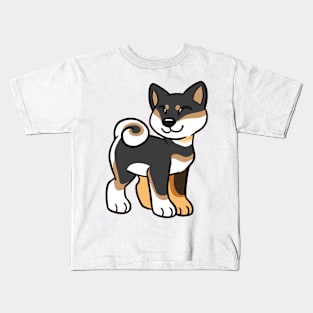 Happy Shiba Inu - Black and Tan Kids T-Shirt